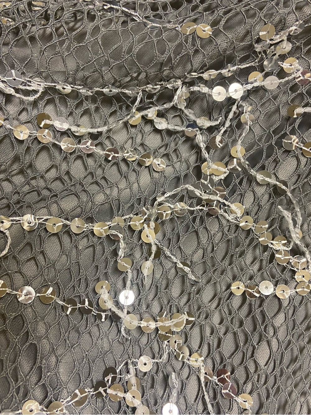 Pretty Little Thing Silver Sequin Tassel Mesh Micro Mini Skirt Size 12 Party - Picture 4 of 11